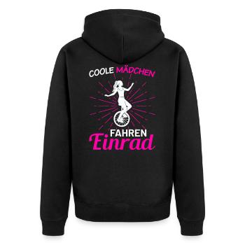 Coole Mädchen fahren Einrad - Unisex Premium Bio Zip Hoodie - Schwarz - Hinten - Nico (187cm)