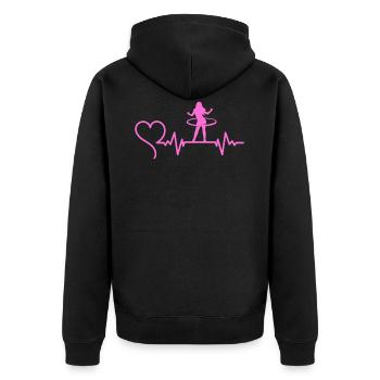 Hullern - Herzschlag EKG mein Herz Hullert - Unisex Premium Bio Zip Hoodie - Schwarz - Hinten - Nico (187cm)