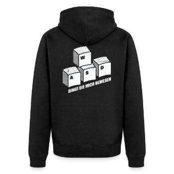 PC Gamer Gaming WASD lustige Geschenkidee - Unisex Premium Bio Zip Hoodie - Schwarz - Hinten - Nico (187cm)