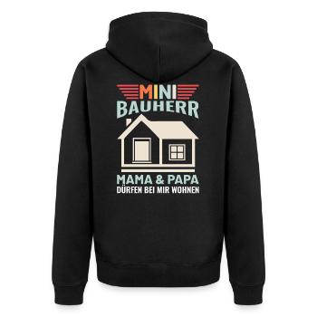 Kinder - Sohn & Tochter Bauherr Sprüche Geschenk - Unisex Premium Bio Zip Hoodie - Schwarz - Hinten - Nico (187cm)
