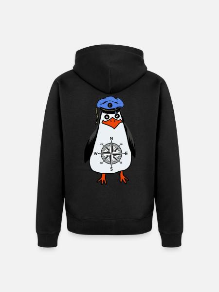 Penguin Maritim Captain Compass Windrose - Unisex Premium Organic Zip Hoodie - black