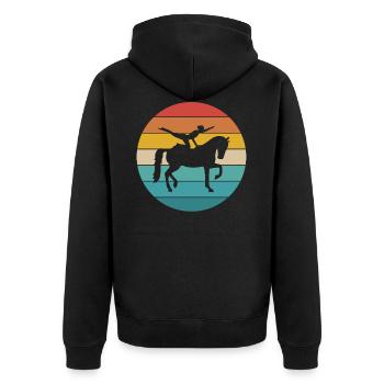 Voltage | Retro Style - Unisex Premium Organic Zip Hoodie - black - Back - Nico (187cm)