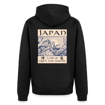 Japan History Demon Tsunami - Unisex Premium Organic Zip Hoodie - black - Back - Nico (187cm)