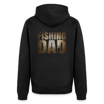 Angler Dad - Predatory Fisherman - Unisex Premium Organic Zip Hoodie - black - Back - Nico (187cm)