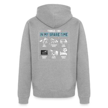 Things I Do In My Spare Time - Horse Horseback Rid - Unisex Premium Organic Zip Hoodie - heather grey - Back - Nico (187cm)