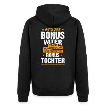 Stiefvater Papa Vater Bonuspapa Stiefpapa - Unisex Premium Bio Zip Hoodie - Schwarz - Hinten - Nico (187cm)