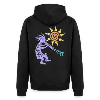 Native American Kokopelli Musican With Flute 1 - Unisex Premium Bio Zip Hoodie - Schwarz - Hinten - Nico (187cm)