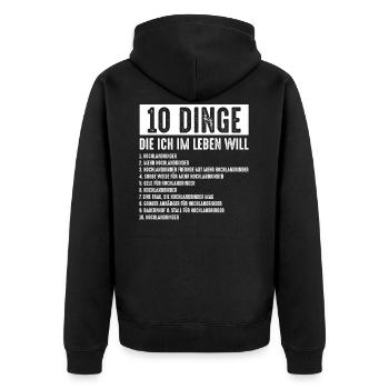 Lustige Geschenkidee | Hochlandrind Kuh Rind - Unisex Premium Bio Zip Hoodie - Schwarz - Hinten - Nico (187cm)