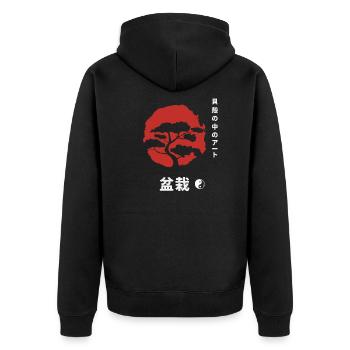 Bonsai arbre Yin et Yang symbole Japon méditation - Veste à capuche bio Premium Unisexe - noir - Dos - Nico (187cm)