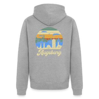 Augsbourg Skyline ville natale de Bavière Souabe - Veste à capuche bio Premium Unisexe - gris chiné - Dos - Nico (187cm)
