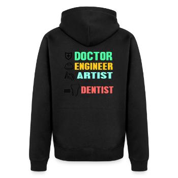 Zahnarzt - Unisex Premium Bio Zip Hoodie - Schwarz - Hinten - Nico (187cm)