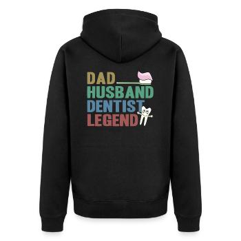 Zahnarzt - Unisex Premium Bio Zip Hoodie - Schwarz - Hinten - Nico (187cm)