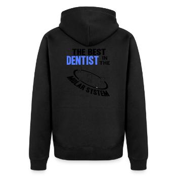 Zahnarzt - Unisex Premium Bio Zip Hoodie - Schwarz - Hinten - Nico (187cm)