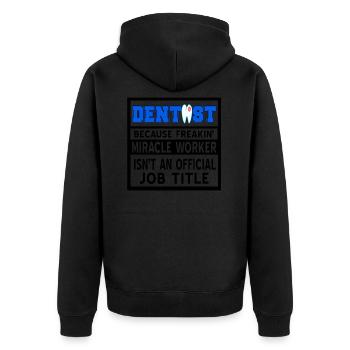 Zahnarzt - Unisex Premium Bio Zip Hoodie - Schwarz - Hinten - Nico (187cm)