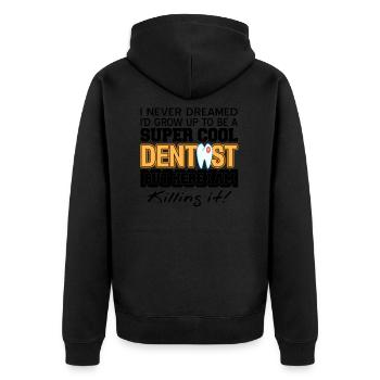 Zahnarzt - Unisex Premium Bio Zip Hoodie - Schwarz - Hinten - Nico (187cm)