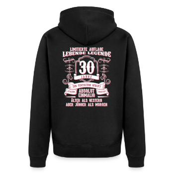 30 anniversaire drôle idée de cadeau - Veste à capuche bio Premium Unisexe - noir - Dos - Nico (187cm)