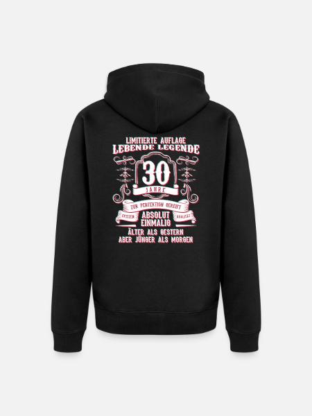30 Birthday Funny Gift Idea - Unisex Premium Organic Zip Hoodie - black