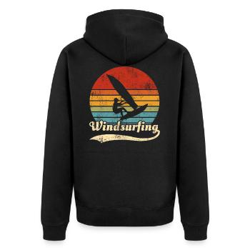 Windsurfing Windsurfer Retro Geschenkidee - Unisex Premium Bio Zip Hoodie - Schwarz - Hinten - Nico (187cm)