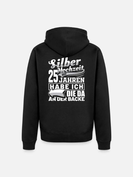 Silver Wedding Wedding Anniversary Marriage Husband Gift Idea - Unisex Premium Organic Zip Hoodie - black