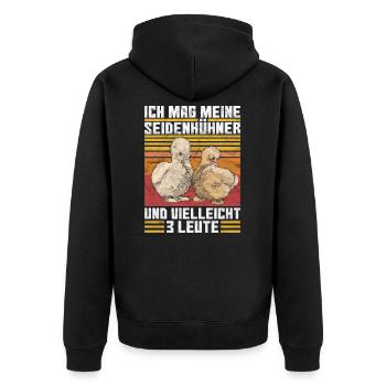 Seidenhuhn Seidenhühner lustiger Spruch - Unisex Premium Bio Zip Hoodie - Schwarz - Hinten - Nico (187cm)