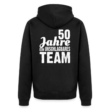 Goldene Hochzeit 50 Jahre ein unschlagbares Team - Unisex Premium Bio Zip Hoodie - Schwarz - Hinten - Nico (187cm)