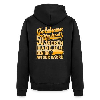 Goldene Hochzeit | Ehefrau Hochzeitstag Geschenk - Unisex Premium Bio Zip Hoodie - Schwarz - Hinten - Nico (187cm)