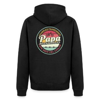 Fahrrad Papa Vater Vatertag Geschenk - Unisex Premium Bio Zip Hoodie - Schwarz - Hinten - Nico (187cm)
