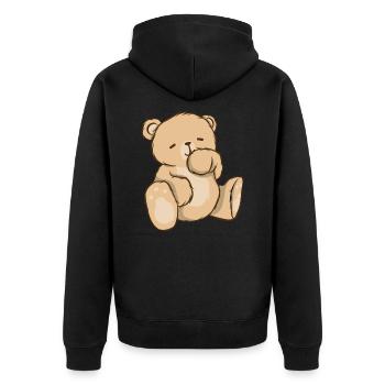 Teddybär Bär Niedliche Tiere - Unisex Premium Bio Zip Hoodie - Schwarz - Hinten - Nico (187cm)