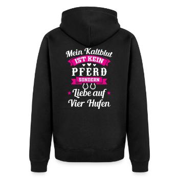 Kaltblut Pferd - Liebe auf Vier Hufen - Unisex Premium Bio Zip Hoodie - Schwarz - Hinten - Nico (187cm)