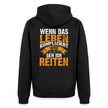 Pferd Kaltblut Kaltblüter Geschenke - Unisex Premium Bio Zip Hoodie - Schwarz - Hinten - Nico (187cm)
