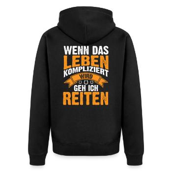 Pferd Kaltblut Reiten Reiter Sprüche Geschenkidee - Unisex Premium Bio Zip Hoodie - Schwarz - Hinten - Nico (187cm)