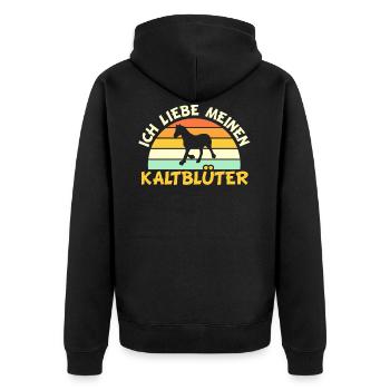 Kaltblüter Kaltblut Pferd Retro Vintage Geschenk - Unisex Premium Bio Zip Hoodie - Schwarz - Hinten - Nico (187cm)