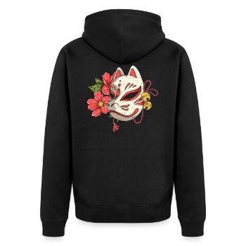 Kitsune Manga Japan Japanese Anime - Unisex Premium Organic Zip Hoodie - black - Back - Nico (187cm)