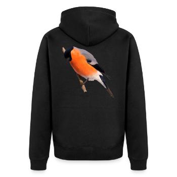 Gimpel Dompfaff sits on branch - Unisex Premium Organic Zip Hoodie - black - Back - Nico (187cm)