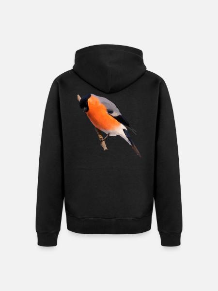 Gimpel Dompfaff sits on branch - Unisex Premium Organic Zip Hoodie - black