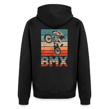 BMX Rétro rétro cyclistes idée cadeau - Veste à capuche bio Premium Unisexe - noir - Dos - Nico (187cm)