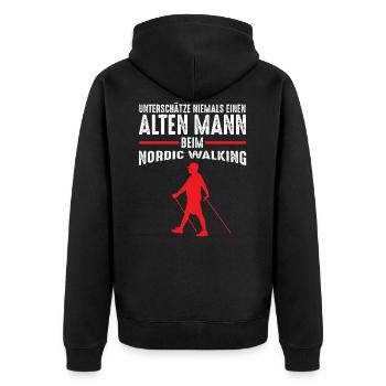 Nordic Walking - Unisex Premium Bio Zip Hoodie - Schwarz - Hinten - Nico (187cm)