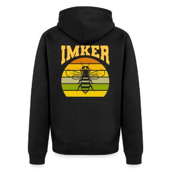 Imker Retro Vintage Geschenk - Unisex Premium Bio Zip Hoodie - Schwarz - Hinten - Nico (187cm)
