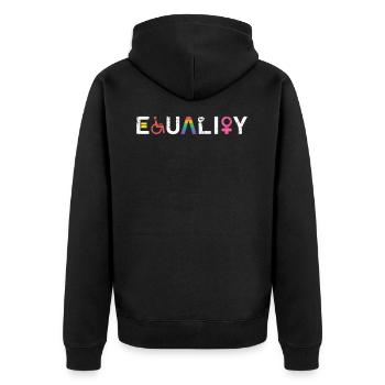 Pride CSD LGBT Equality Rainbow Geschenk - Unisex Premium Bio Zip Hoodie - Schwarz - Hinten - Nico (187cm)