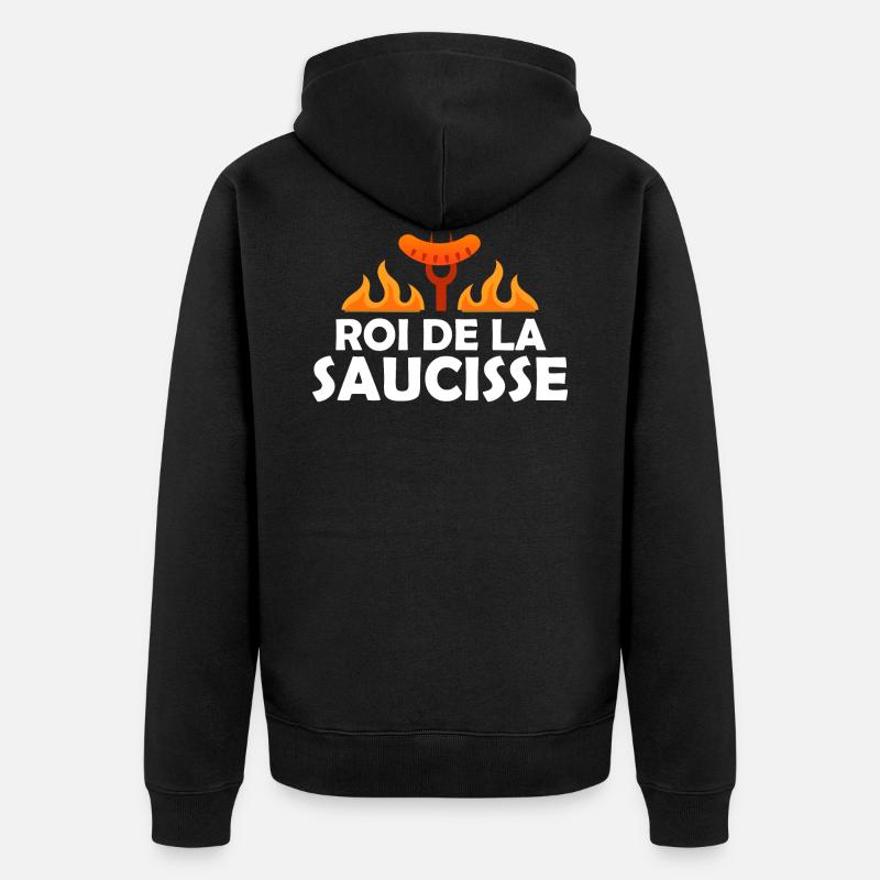 Saucisse - Grillade - Barbecue - Cadeau - Drôle - Veste à capuche bio Premium Unisexe - noir