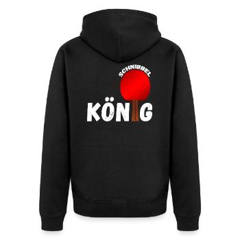 Schnibbel König - Tischtennis Spieler - Unisex Premium Bio Zip Hoodie - Schwarz - Hinten - Nico (187cm)