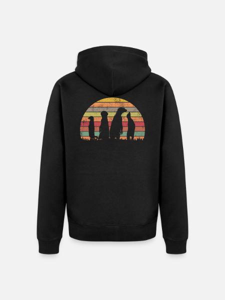 Suricate | Retro suricate rétro cadeau - Veste à capuche bio Premium Unisexe - noir