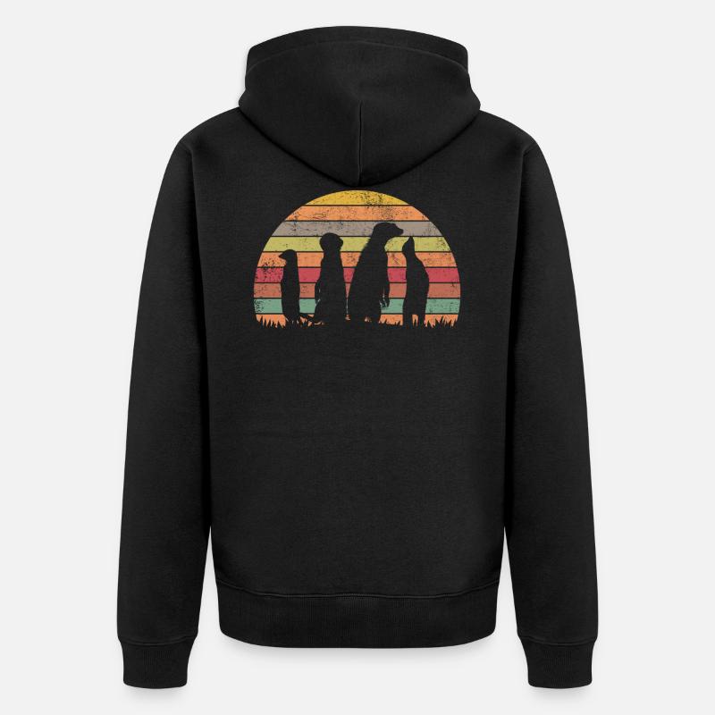 Suricate | Retro suricate rétro cadeau - Veste à capuche bio Premium Unisexe - noir