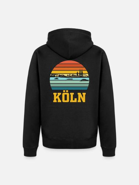 Köln | Kölner Retro Skyline - Unisex Premium Bio Zip Hoodie - Schwarz