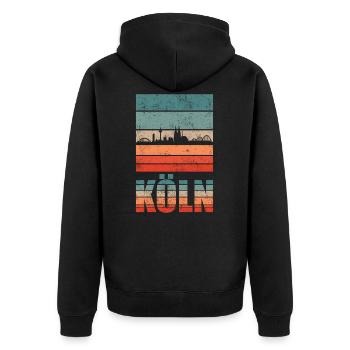 Köln Kölner Retro Vintage - Unisex Premium Bio Zip Hoodie - Schwarz - Hinten - Nico (187cm)