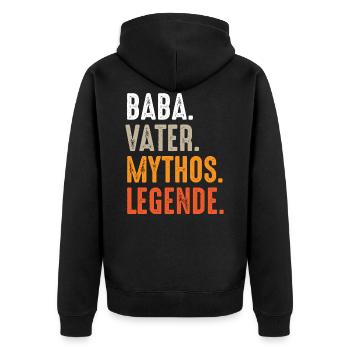 Baba Papa Türkei Vatertag bester Papa Geschenk - Unisex Premium Bio Zip Hoodie - Schwarz - Hinten - Nico (187cm)
