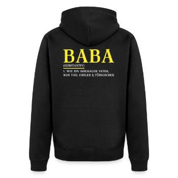 Baba Vater Türkei | Türkisch Baba Vater Geschenk - Unisex Premium Bio Zip Hoodie - Schwarz - Hinten - Nico (187cm)
