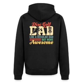 Discgolf Papa Vater Vatertag Retro Geschenk - Unisex Premium Bio Zip Hoodie - Schwarz - Hinten - Nico (187cm)