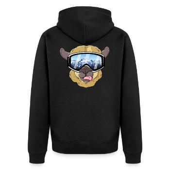 Alpaga avec masque de ski et paysage hivernal - Veste à capuche bio Premium Unisexe - noir - Dos - Nico (187cm)