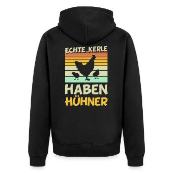 Lustiges Landwirt Hühner Huhn Züchter Bauer - Unisex Premium Bio Zip Hoodie - Schwarz - Hinten - Nico (187cm)